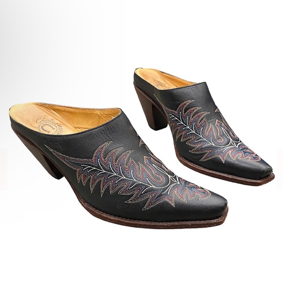 Charlie 1 Horse Womens Size 6 Lucchese Western Mule Boots / Clogs Square Toe - Picture 2 of 16